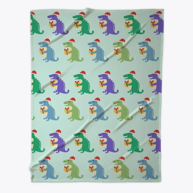 Happy Santa Dinosaur Print